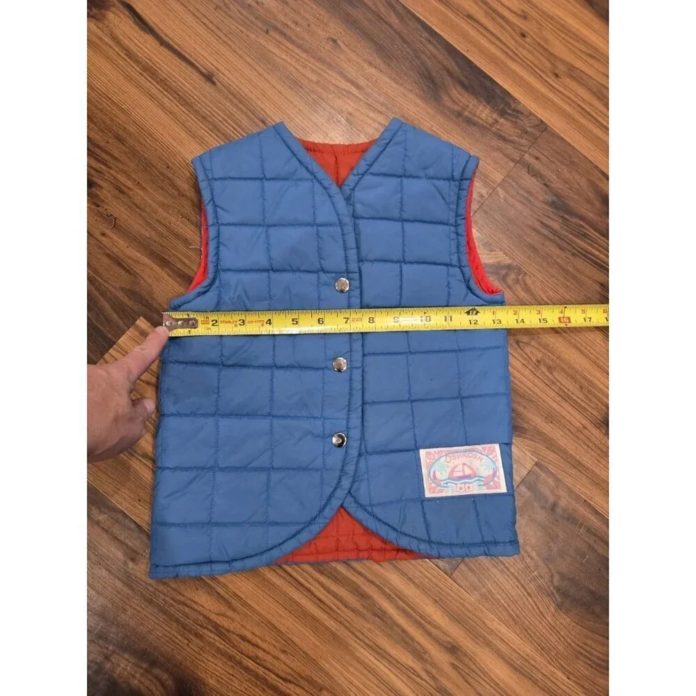 Vintage Oshkosh B'gosh Puffer Vest Kids Reversible Size S 7/8 Outdoor Blue Red